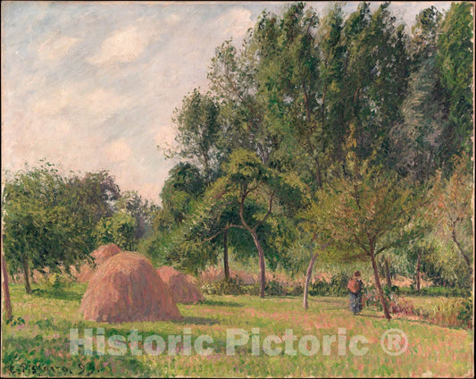 Art Print : Camille Pissarro - Haystacks, Morning, Éragny : Vintage Wall Art