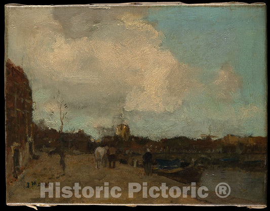Art Print : Jacob Maris - Canal Side : Vintage Wall Art
