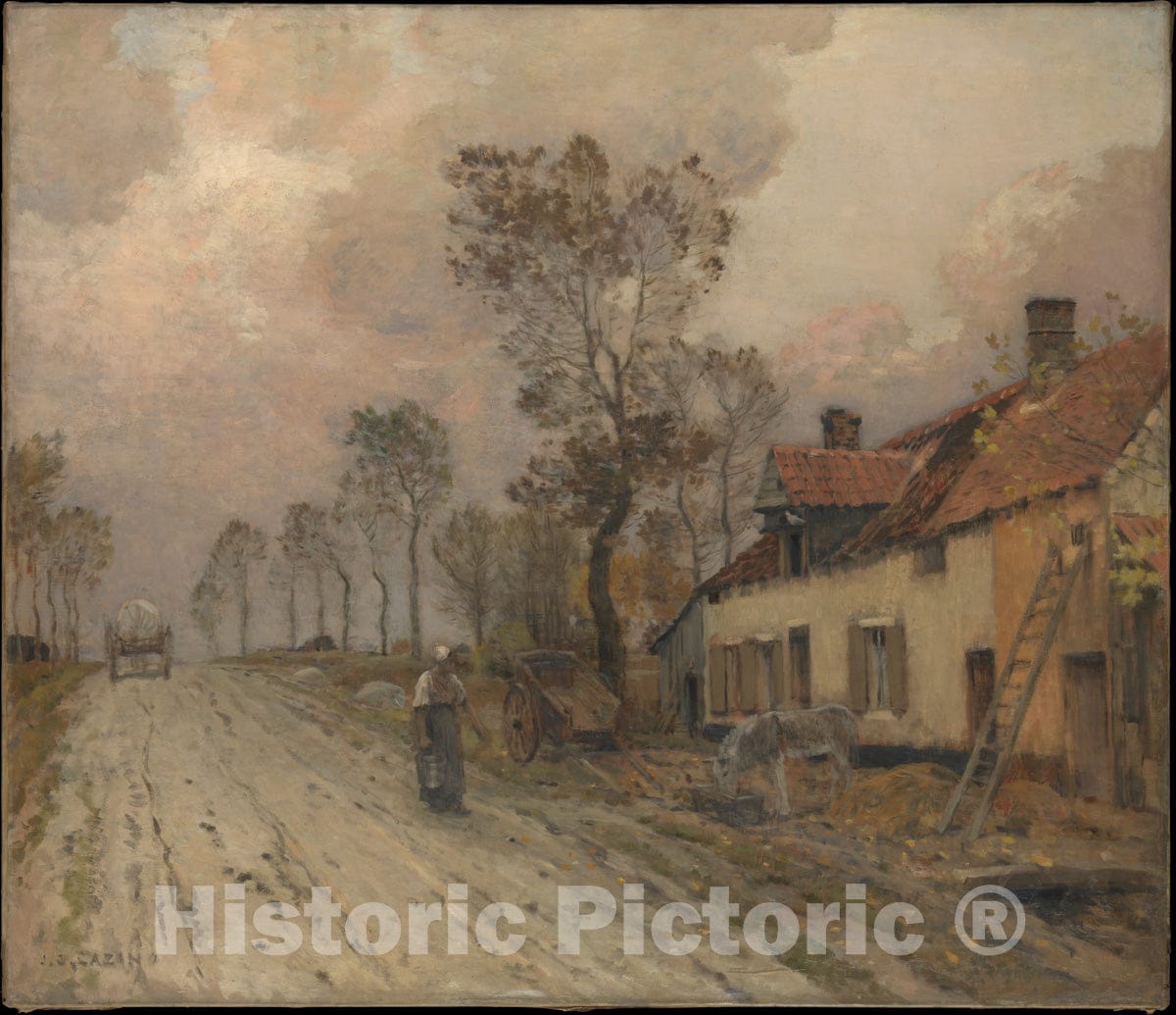 Art Print : Jean-Charles Cazin - The Route Nationale at Samer : Vintage Wall Art