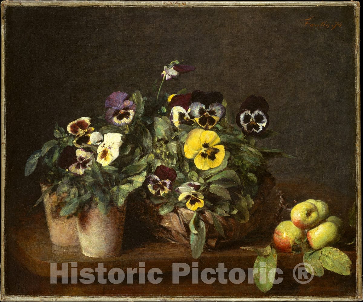 Art Print : Henri Fantin-Latour - Still Life with Pansies : Vintage Wall Art