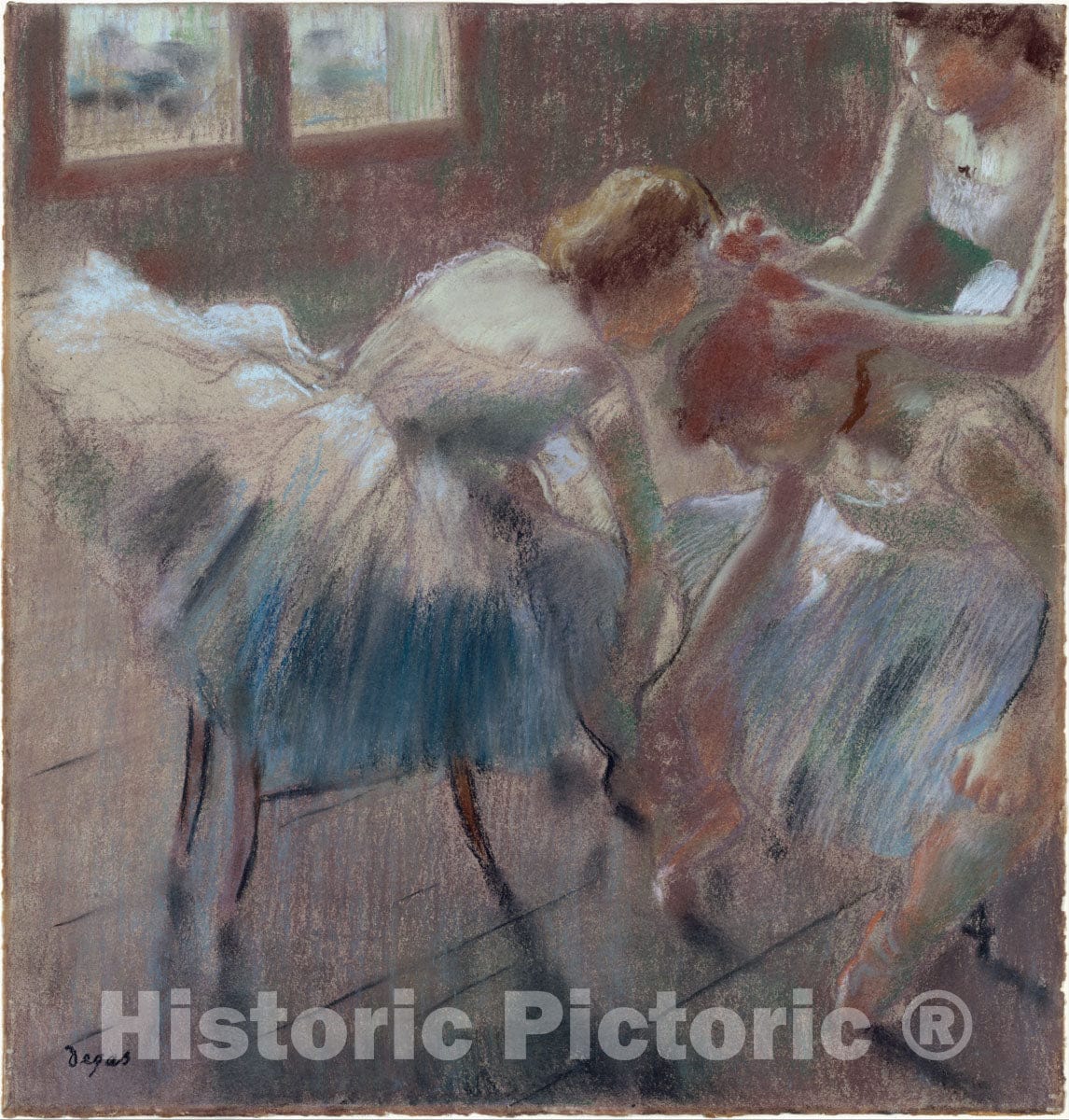 Art Print : Edgar Degas - Three Dancers Preparing for Class : Vintage Wall Art