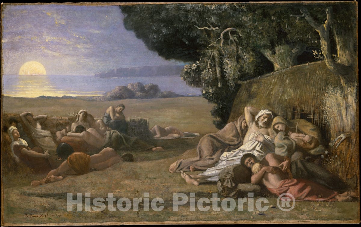 Art Print : Pierre Puvis de Chavannes - Sleep : Vintage Wall Art