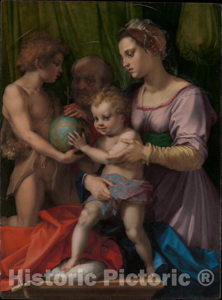 Art Print : Andrea del Sarto (Andrea d'Agnolo) - The Holy Family with The Young Saint John The Baptist : Vintage Wall Art
