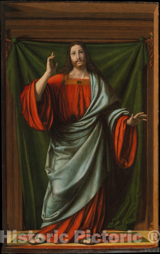 Art Print : Andrea Solario - Christ Blessing : Vintage Wall Art