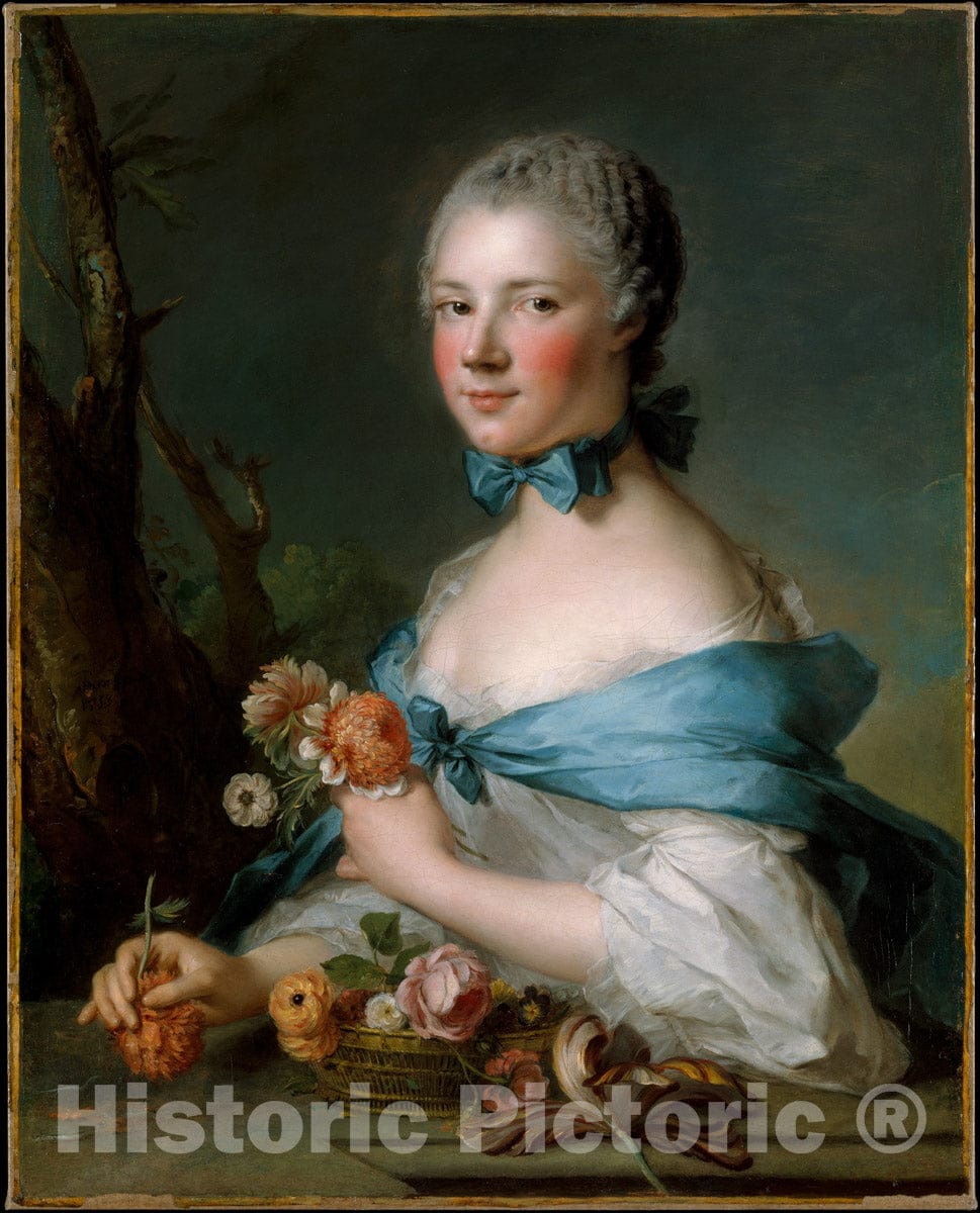 Art Print : Jean Marc Nattier - Portrait of a Woman, Called The Marquise Perrin de Cypierre : Vintage Wall Art