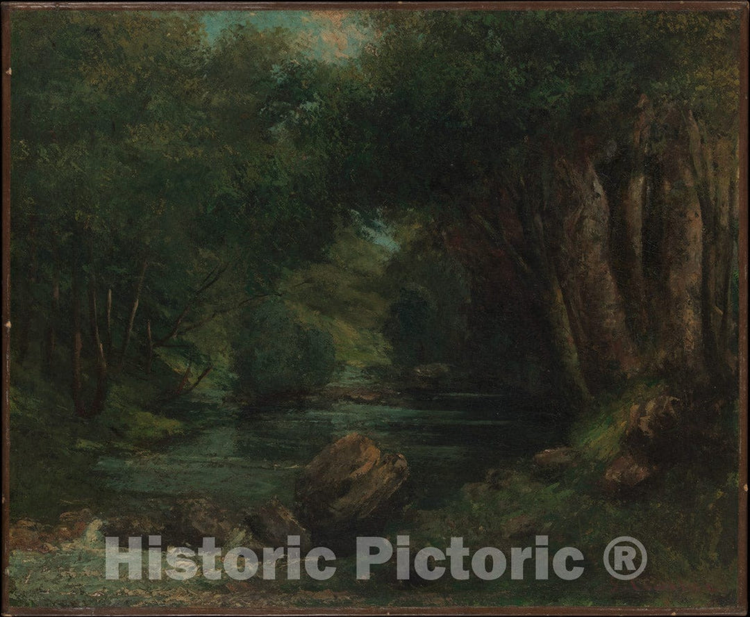 Art Print : Gustave Courbet - A Brook in The Forest : Vintage Wall Art