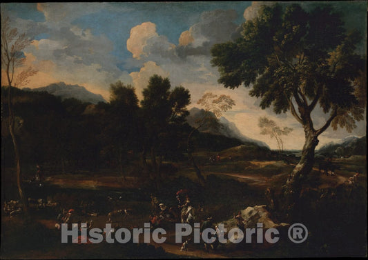 Art Print : Jan Miel - Landscape with a Battle Between Two Rams : Vintage Wall Art