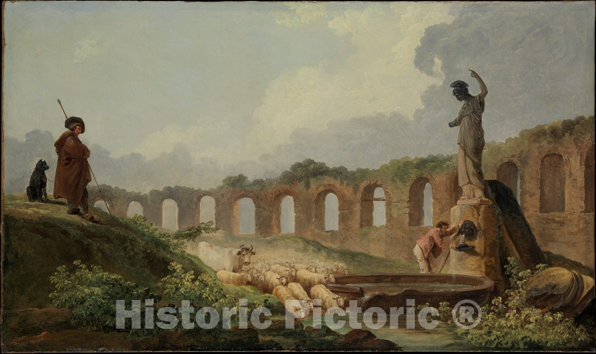 Art Print : Hubert Robert - Aqueduct in Ruins : Vintage Wall Art