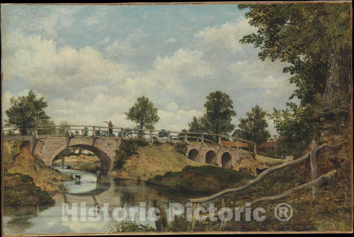 Art Print : Frederick Waters Watts - an Old Bridge at Hendon, Middlesex : Vintage Wall Art