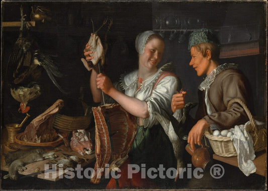 Art Print : Peter Wtewael - Kitchen Scene : Vintage Wall Art
