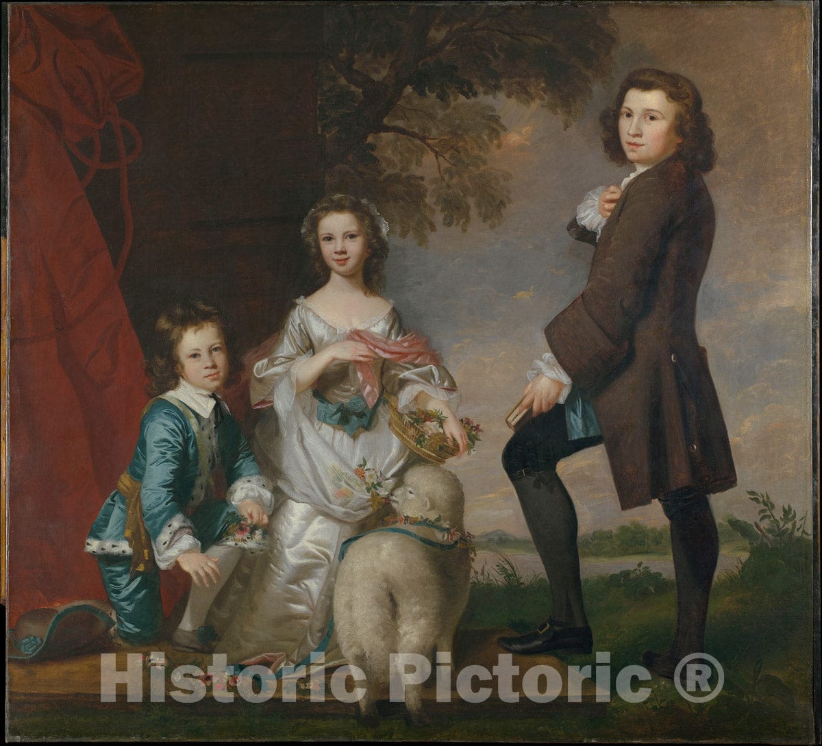 Art Print : Sir Joshua Reynolds - Thomas (1740–1825) and Martha Neate (1741–After 1795) with His Tutor, Thomas Needham : Vintage Wall Art