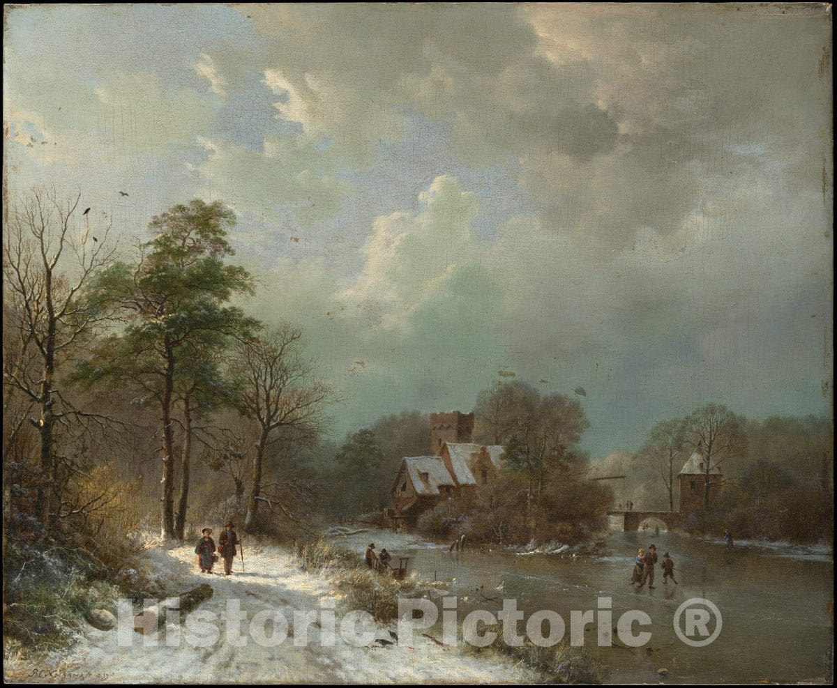 Art Print : Barend Cornelis Koekkoek - Winter Landscape, Holland : Vintage Wall Art