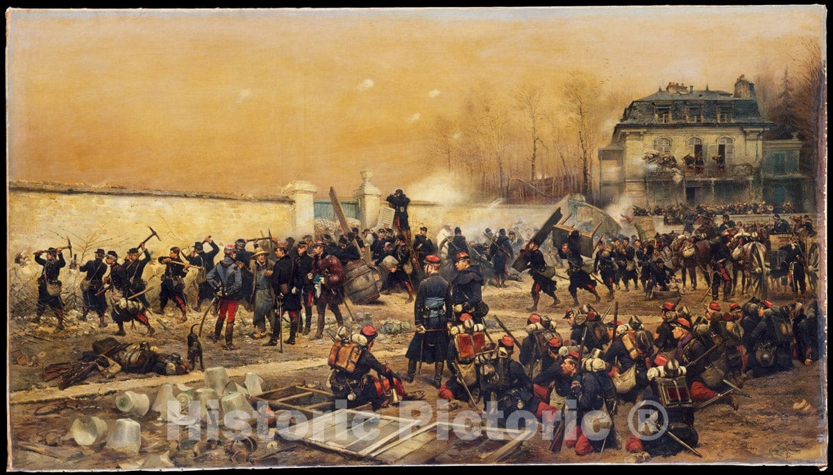 Art Print : Edouard Detaille - The Defense of Champigny : Vintage Wall Art