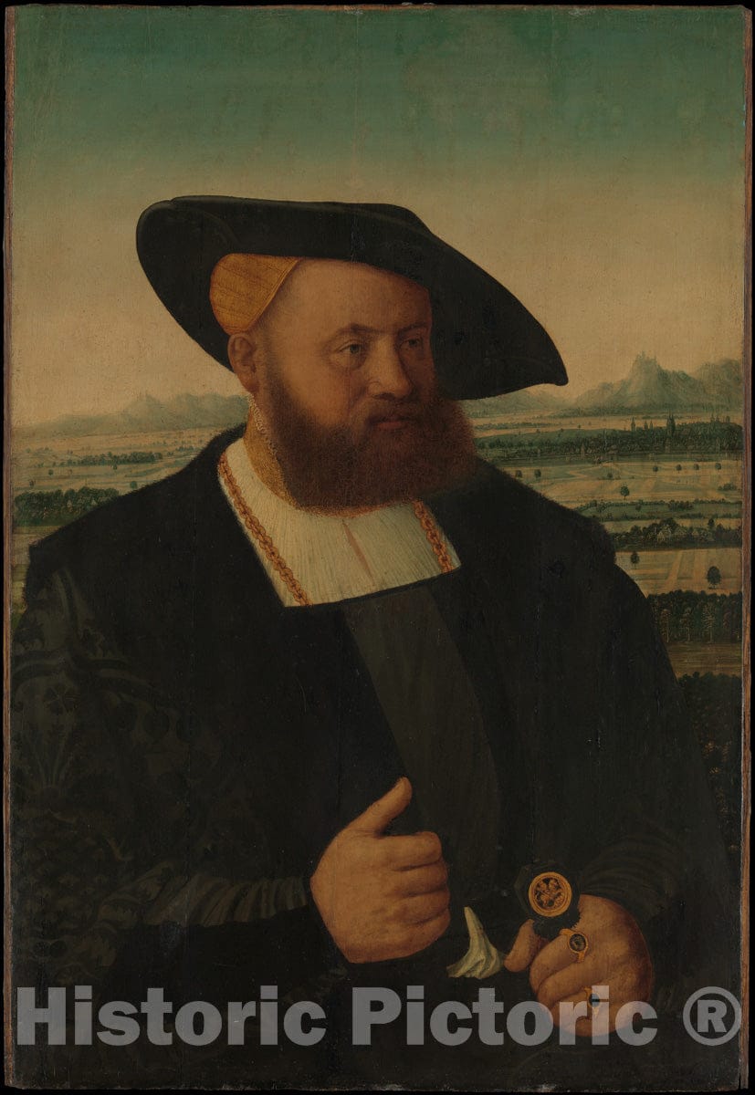 Art Print : Conrad Faber von Creuznach - Portrait of a Man with a Moor's Head on His Signet Ring : Vintage Wall Art