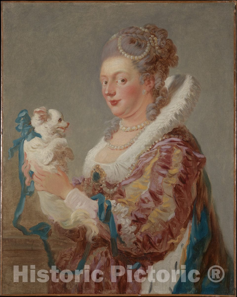 Art Print : Jean Honoré Fragonard - A Woman with a Dog : Vintage Wall Art