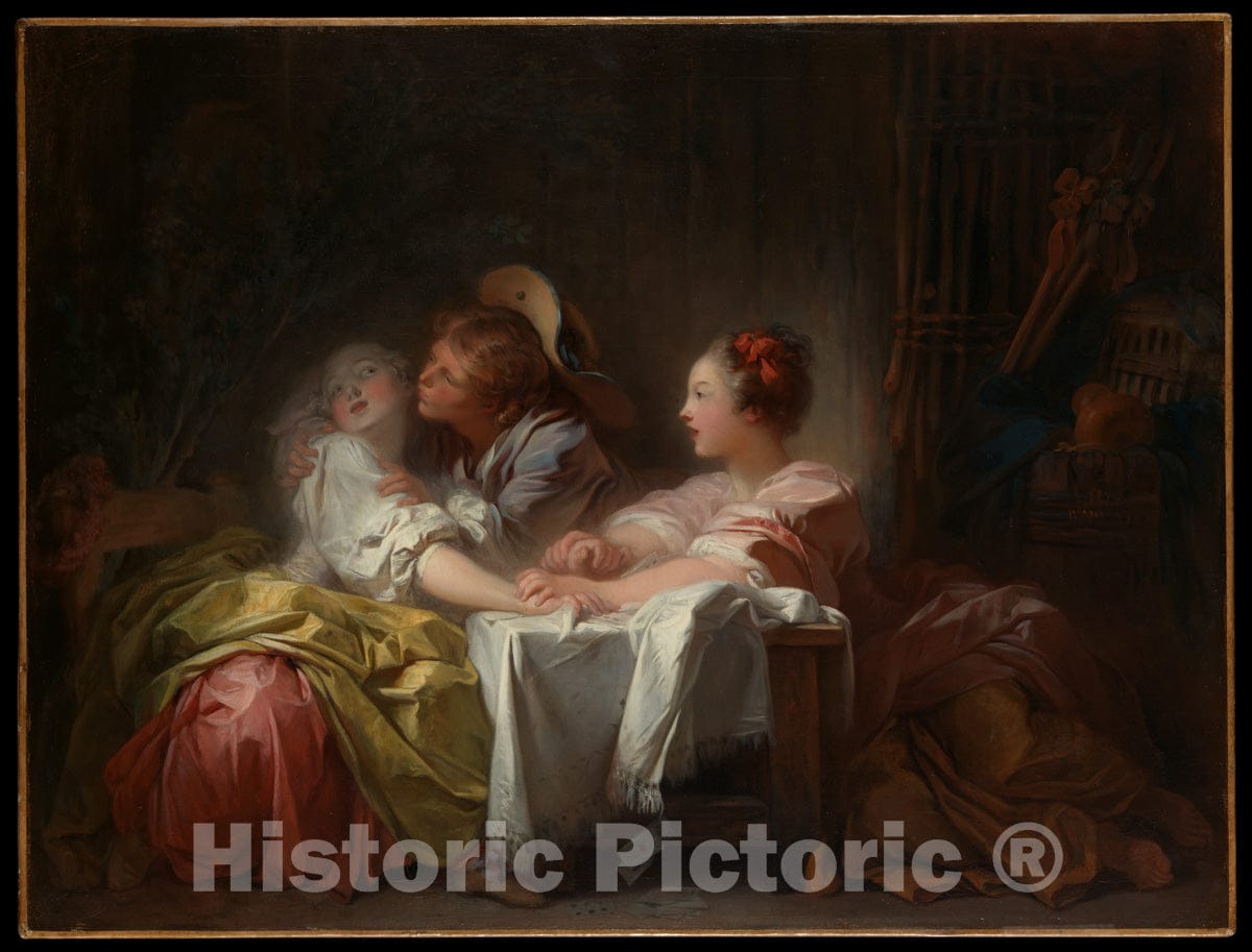 Art Print : Jean Honoré Fragonard - The Stolen Kiss : Vintage Wall Art