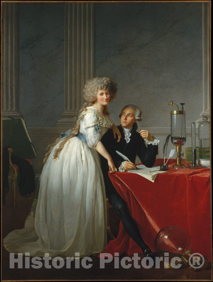 Art Print : Jacques Louis David - Antoine Laurent Lavoisier (1743–1794) and His Wife (Marie Anne Pierrette Paulze, 1758–1836) : Vintage Wall Art