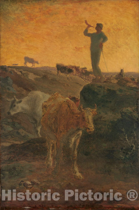 Art Print : Jean-François Millet - Calling The Cows Home : Vintage Wall Art
