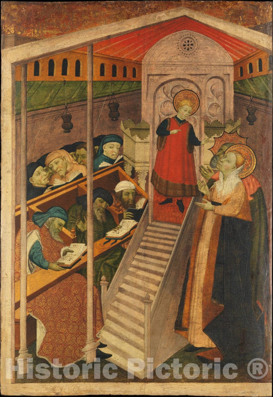 Art Print : Spanish (Catalan) Painter - Christ Among The Doctors : Vintage Wall Art