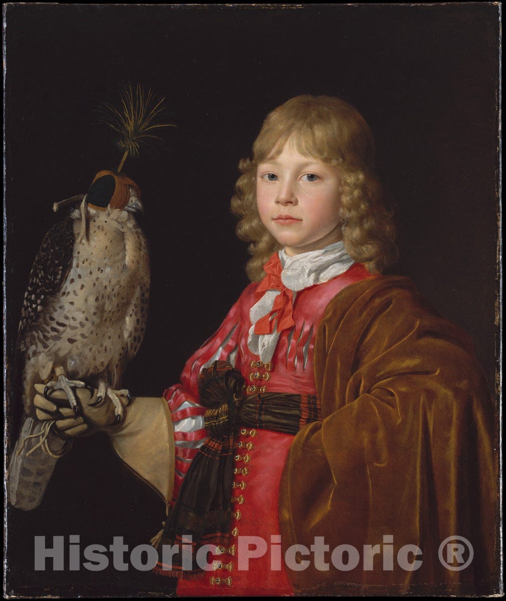 Art Print : Wallerant Vaillant - Portrait of a Boy with a Falcon : Vintage Wall Art