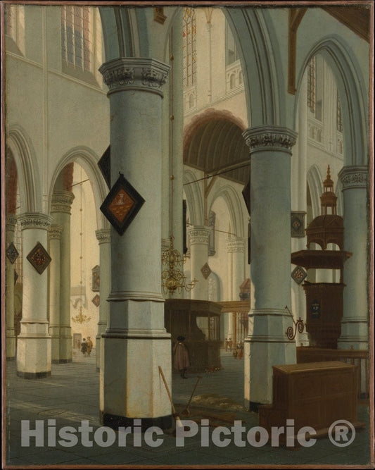 Art Print : Hendrick Van Vliet - Interior of The Oude Kerk, Delft : Vintage Wall Art