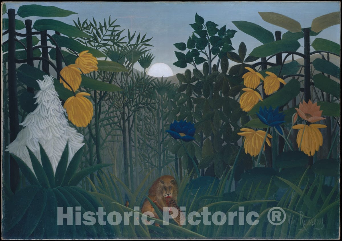 Art Print : Henri Rousseau (le Douanier) - The Repast of The Lion : Vintage Wall Art