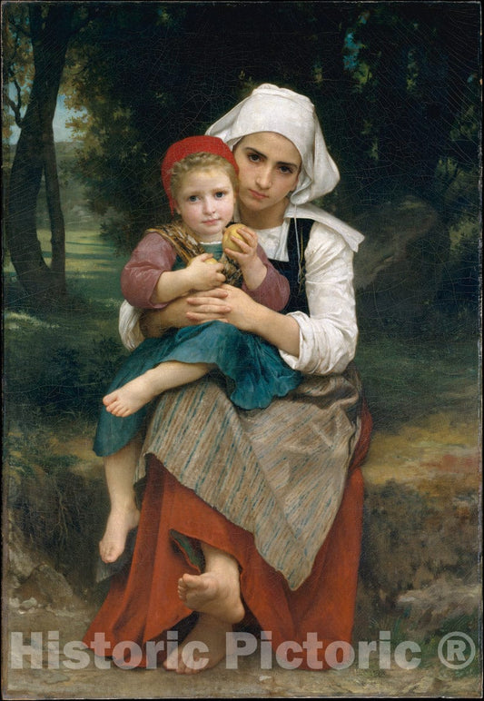 Art Print : William Bouguereau - Breton Brother and Sister : Vintage Wall Art