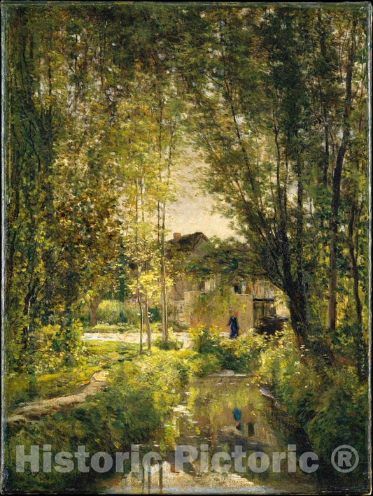 Art Print : Charles-François Daubigny - Landscape with a Sunlit Stream : Vintage Wall Art