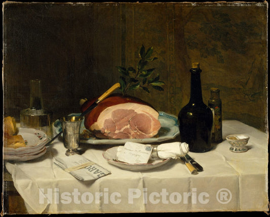 Art Print : Philippe Rousseau - Still Life with Ham : Vintage Wall Art