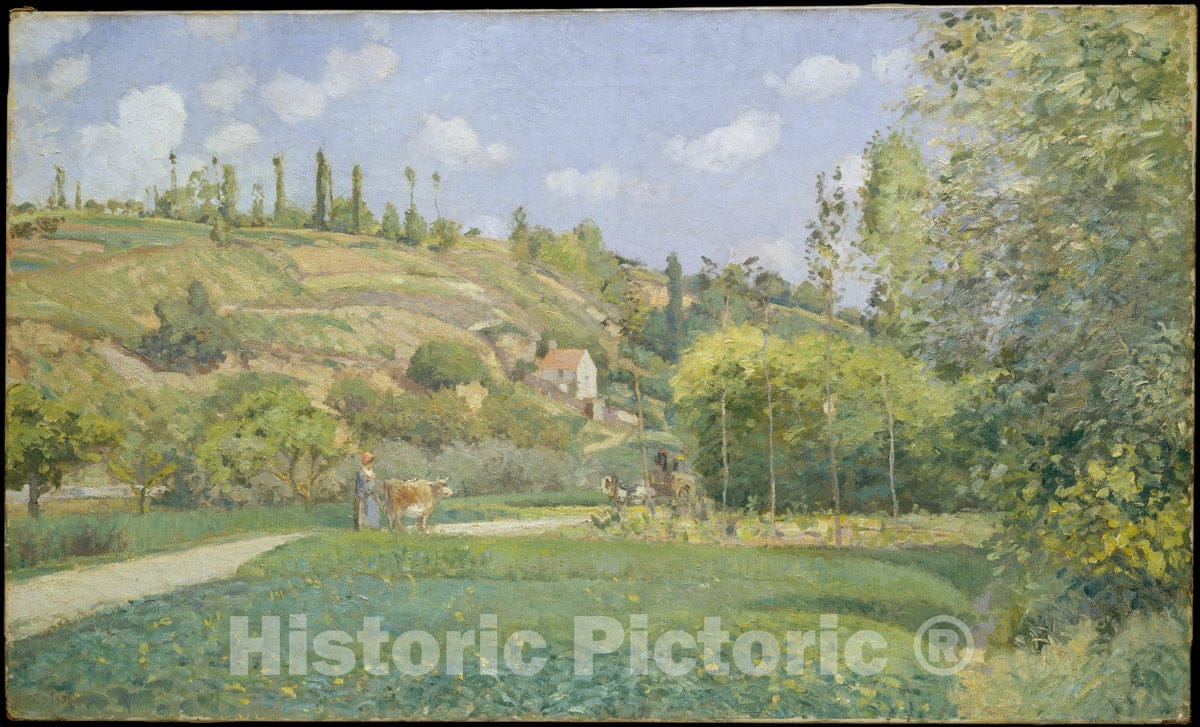 Art Print : Camille Pissarro - A Cowherd at Valhermeil, Auvers-sur-Oise : Vintage Wall Art