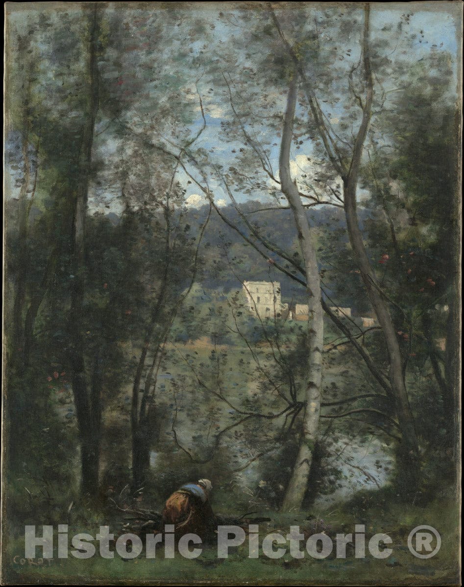 Art Print : Camille Corot - A Woman Gathering Faggots at Ville-d'Avray : Vintage Wall Art