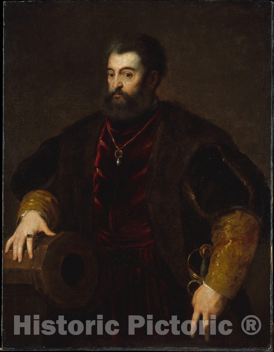 Art Print : Copy After Titian - Alfonso d'Este (1486–1534), Duke of Ferrara : Vintage Wall Art
