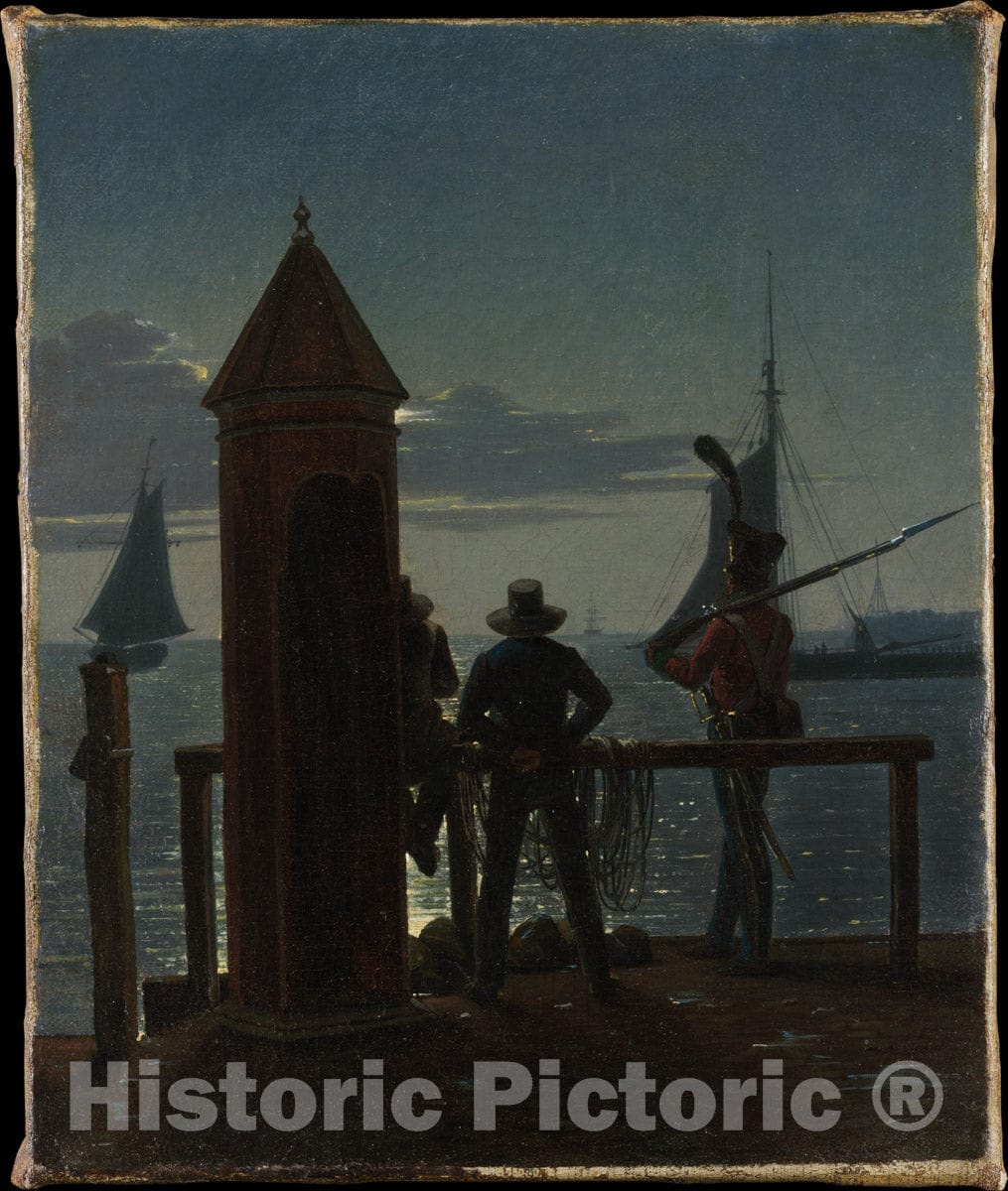 Art Print : Martinus Rørbye - View from The Citadel Ramparts in Copenhagen by Moonlight : Vintage Wall Art