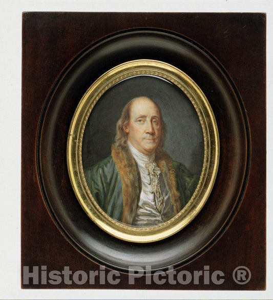 Art Print : Charles Paul Jérôme de Bréa - Benjamin Franklin (1706–1790), After a Painting by Greuze of 1777 : Vintage Wall Art