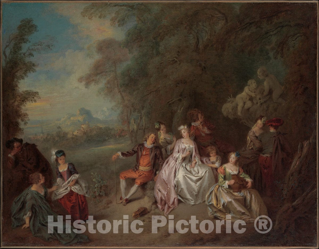 Art Print : Jean-Baptiste Joseph Pater - Concert Champêtre : Vintage Wall Art