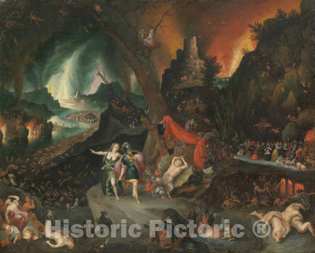 Art Print : Jan Brueghel The Younger - Aeneas and The Sibyl in The Underworld : Vintage Wall Art