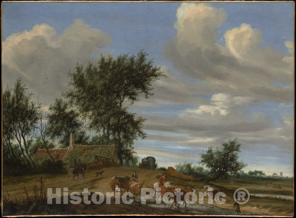 Art Print : Salomon Van Ruysdael - A Country Road : Vintage Wall Art