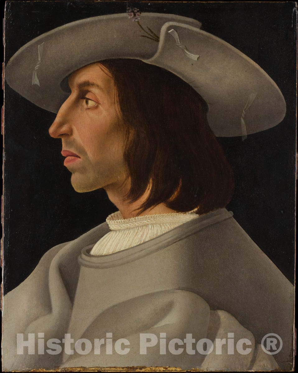 Art Print : Italian Painter - Portrait of a Man in Profile : Vintage Wall Art