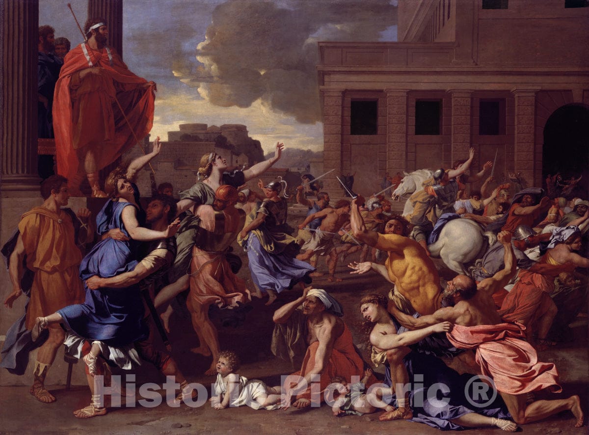 Art Print : Nicolas Poussin - The Abduction of The Sabine Women : Vintage Wall Art