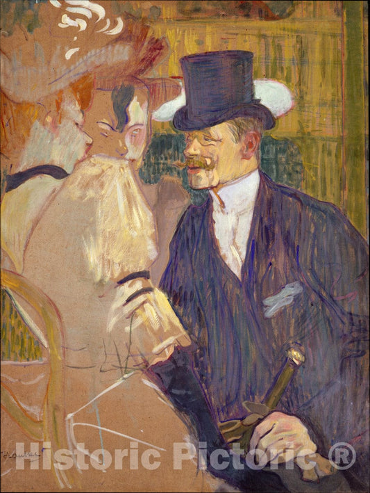 Art Print : Henri de Toulouse-Lautrec - The Englishman (William Tom Warrener, 1861–1934) at The Moulin Rouge : Vintage Wall Art