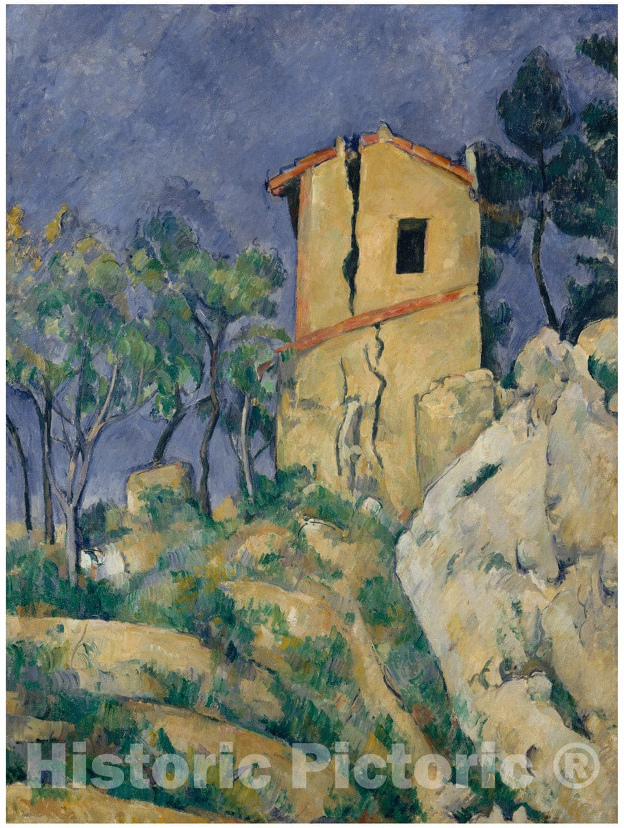 Art Print : Paul Cézanne - The House with The Cracked Walls : Vintage Wall Art