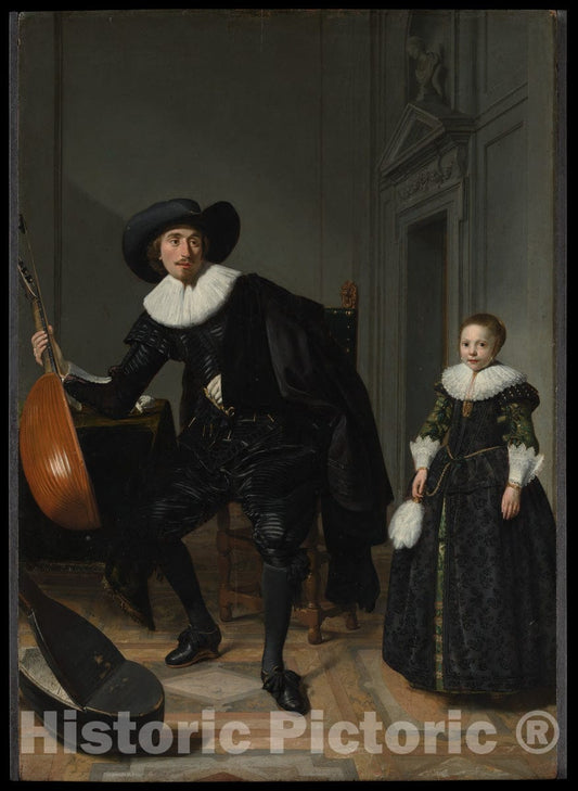 Art Print : Thomas de Keyser - A Musician and His Daughter : Vintage Wall Art
