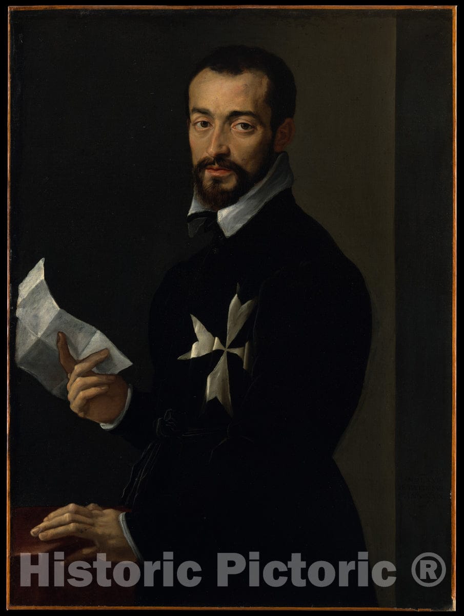 Art Print : Mirabello Cavalori - Portrait of a Knight of Malta, Probably Fra Jacopo Salviati : Vintage Wall Art