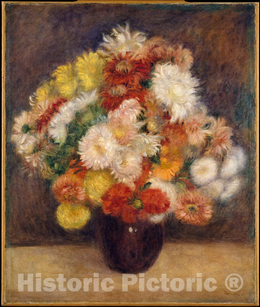 Art Print : Auguste Renoir - Bouquet of Chrysanthemums : Vintage Wall Art