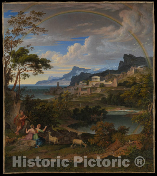 Art Print : Joseph Anton Koch - Heroic Landscape with Rainbow : Vintage Wall Art