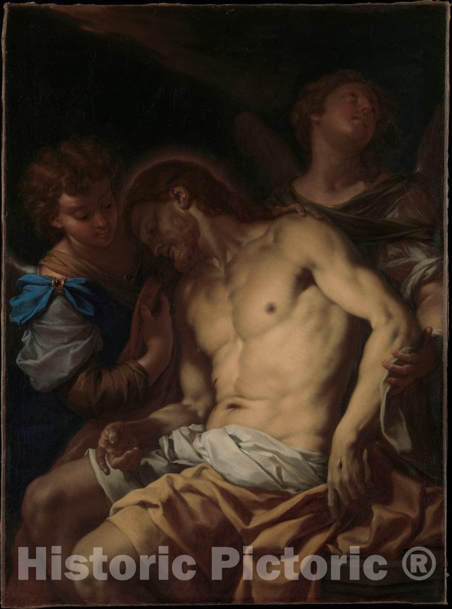 Art Print : Francesco Trevisani - Dead Christ Supported by Angels : Vintage Wall Art
