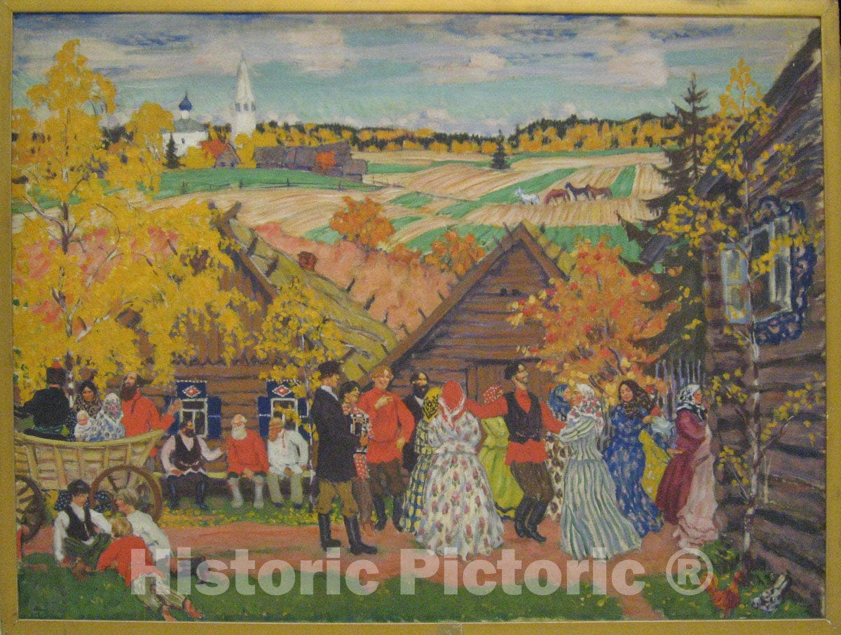 Art Print : Boris Mikhailovich Kustodiev - Village Festival : Vintage Wall Art