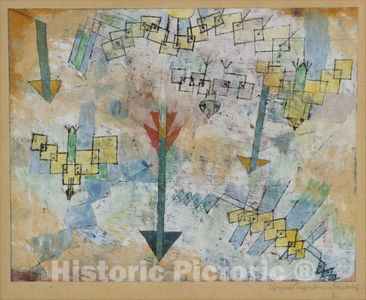 Art Print : Paul Klee - Birds Swooping Down and Arrows : Vintage Wall Art