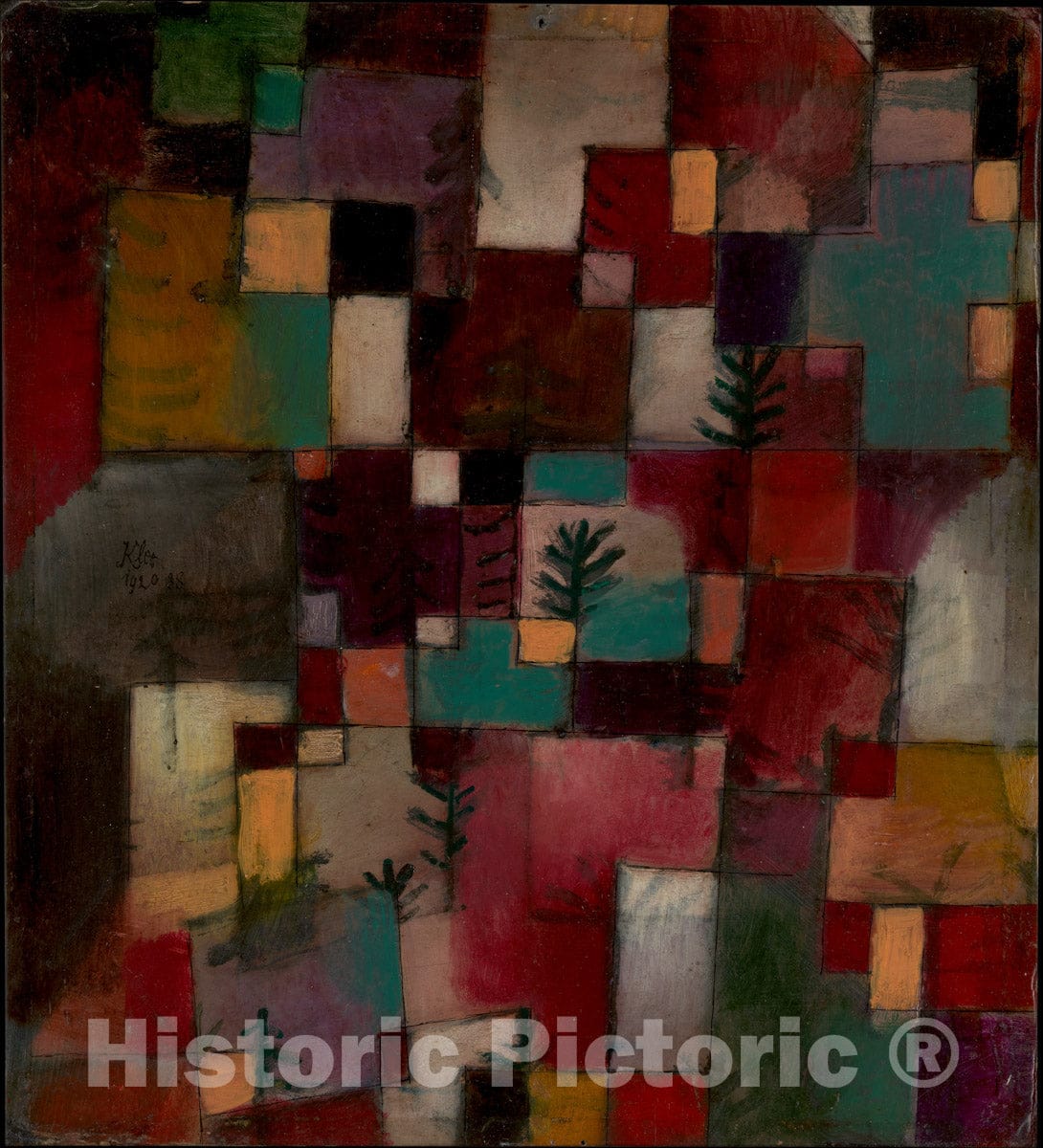 Art Print : Paul Klee - Redgreen and Violet-Yellow Rhythms : Vintage Wall Art