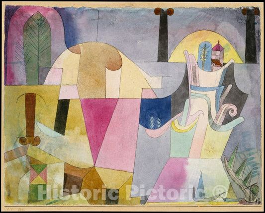 Art Print : Paul Klee - Black Columns in a Landscape : Vintage Wall Art